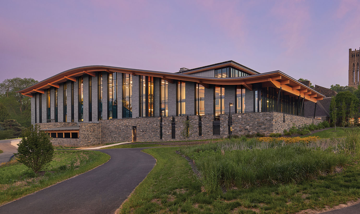 A house with a lot of windows and a lot of windows