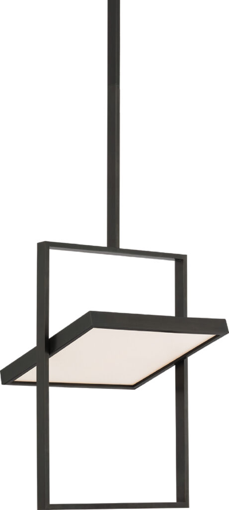 A black and white ceiling light with a square light fixture.