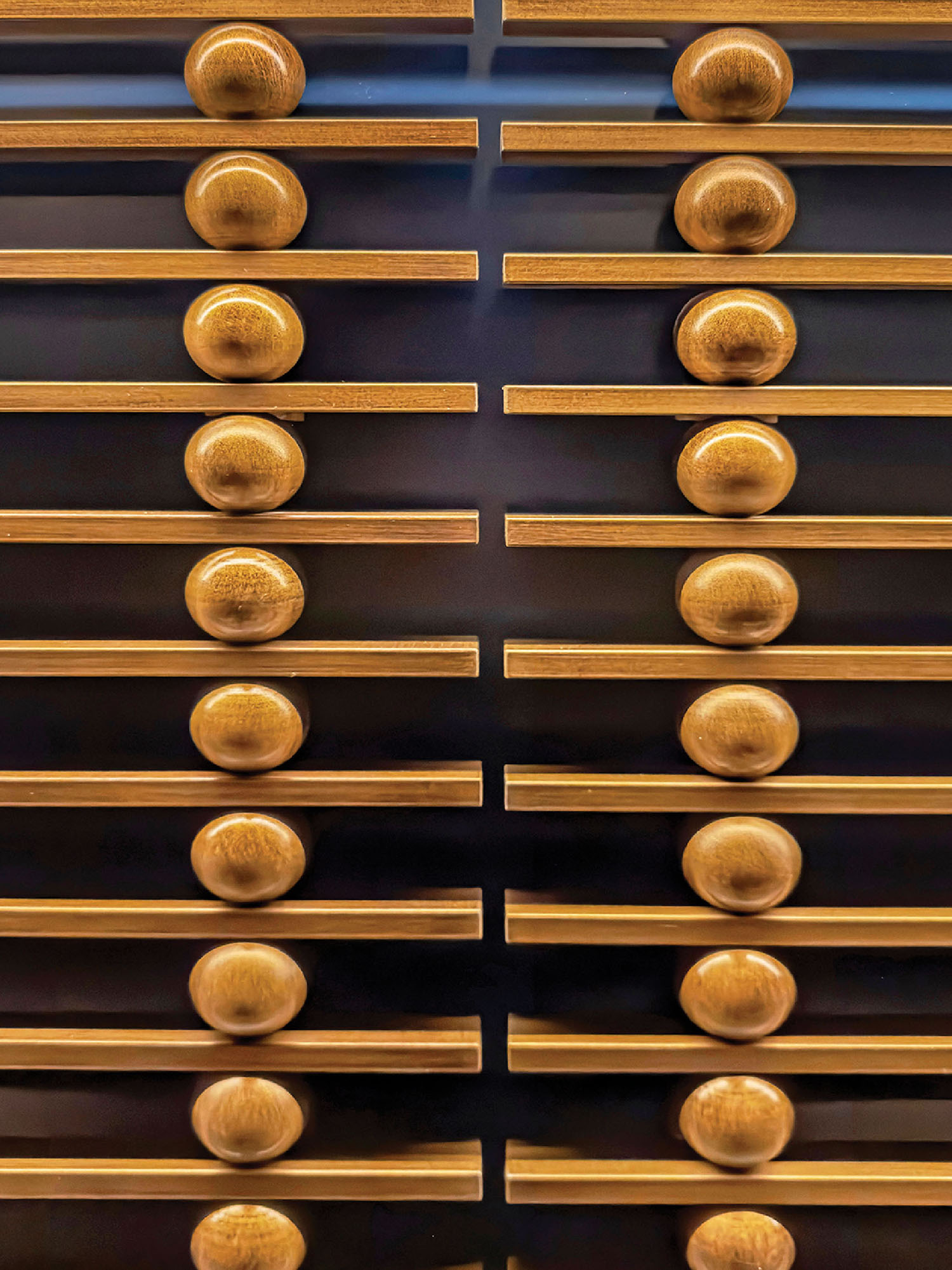 A close up of a drawer with many drawers.
