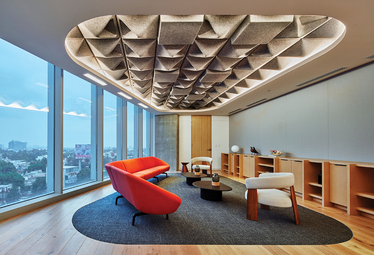 A room with a large window