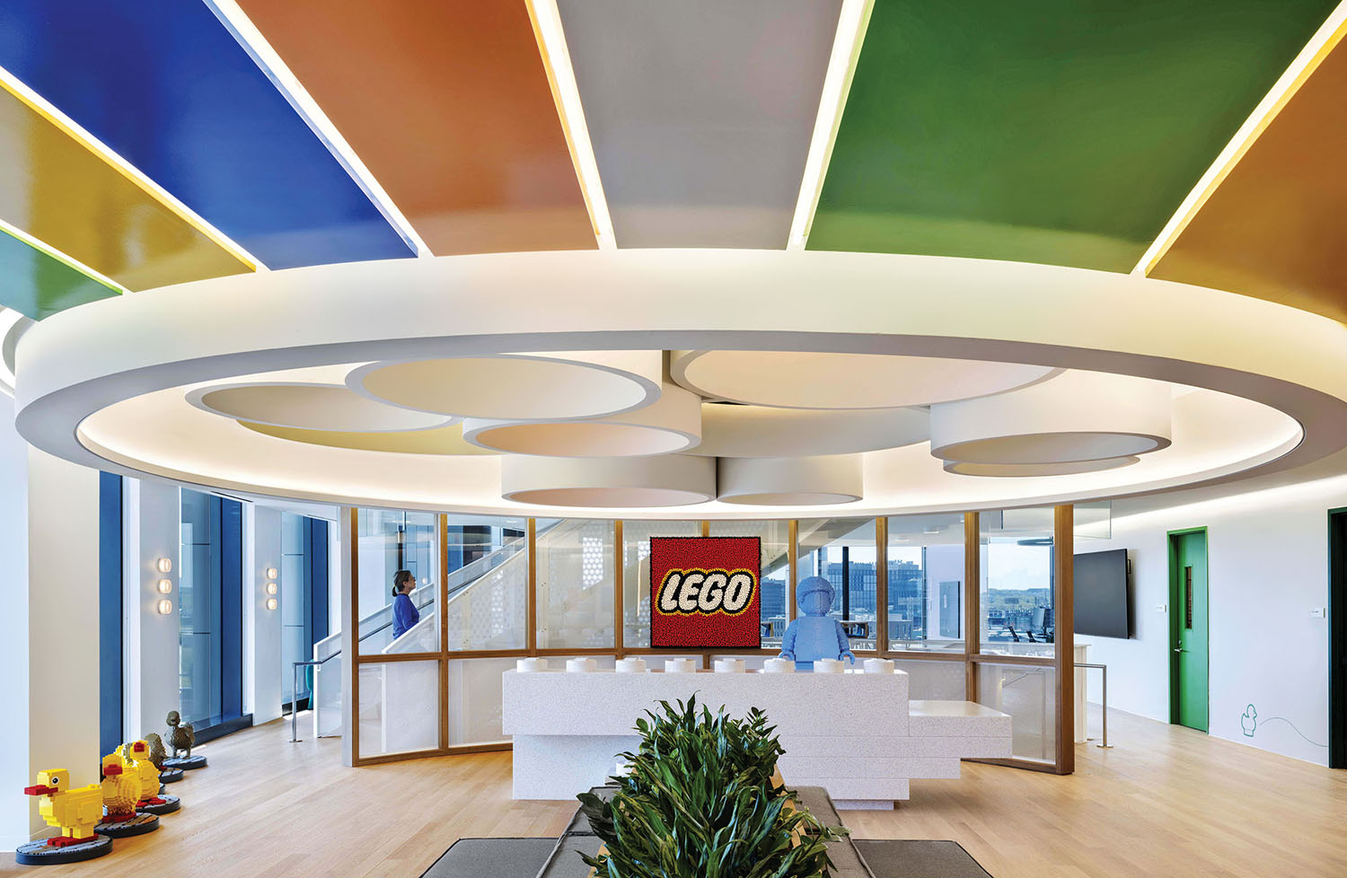 A large white ceiling.