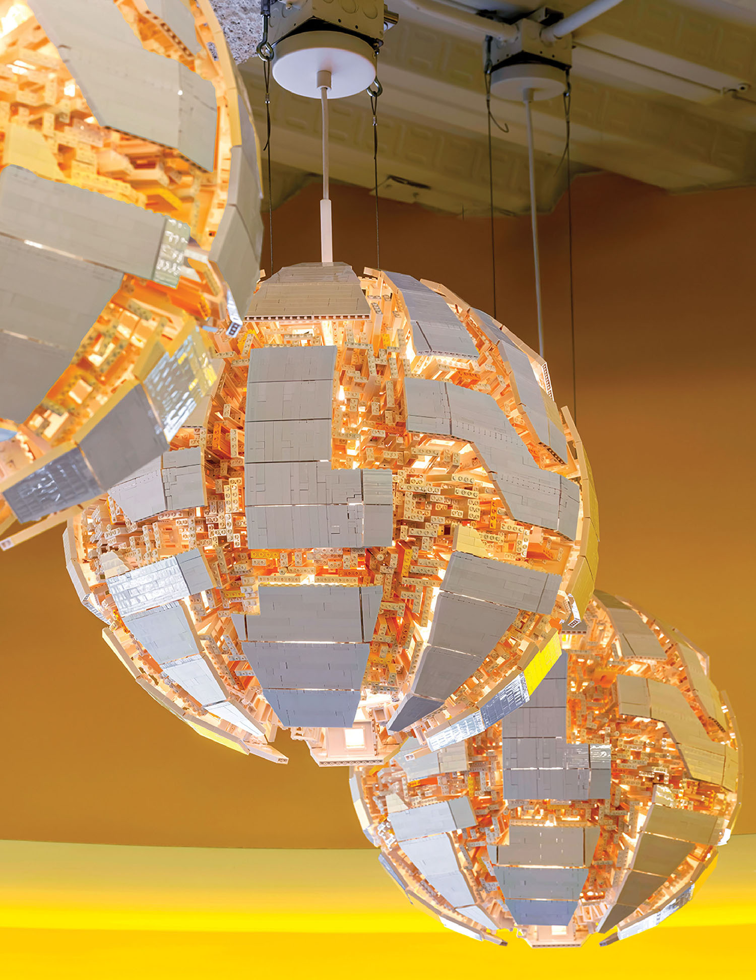 A bunch of orange and yellow lights.