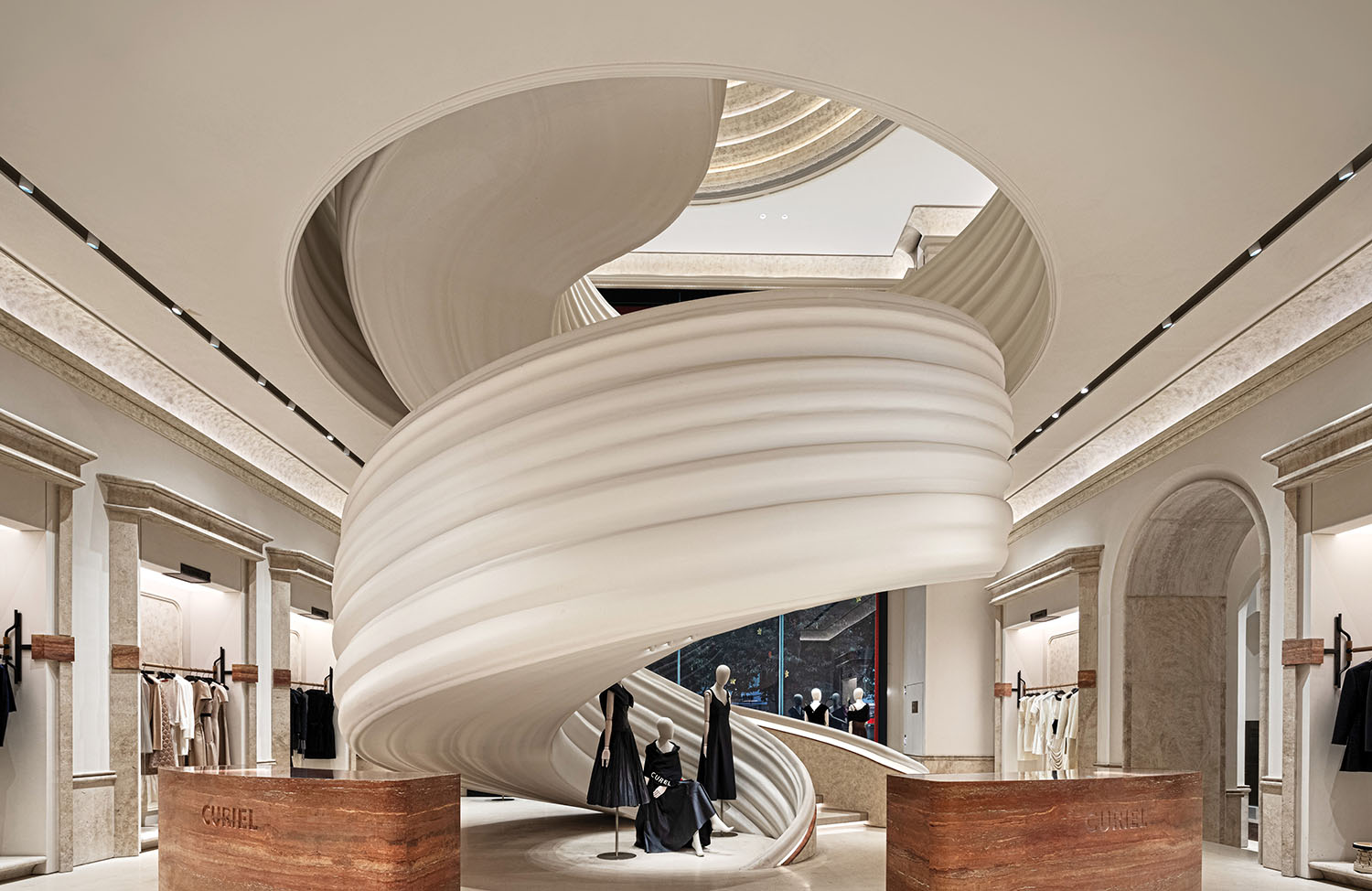 A large white sculpture.