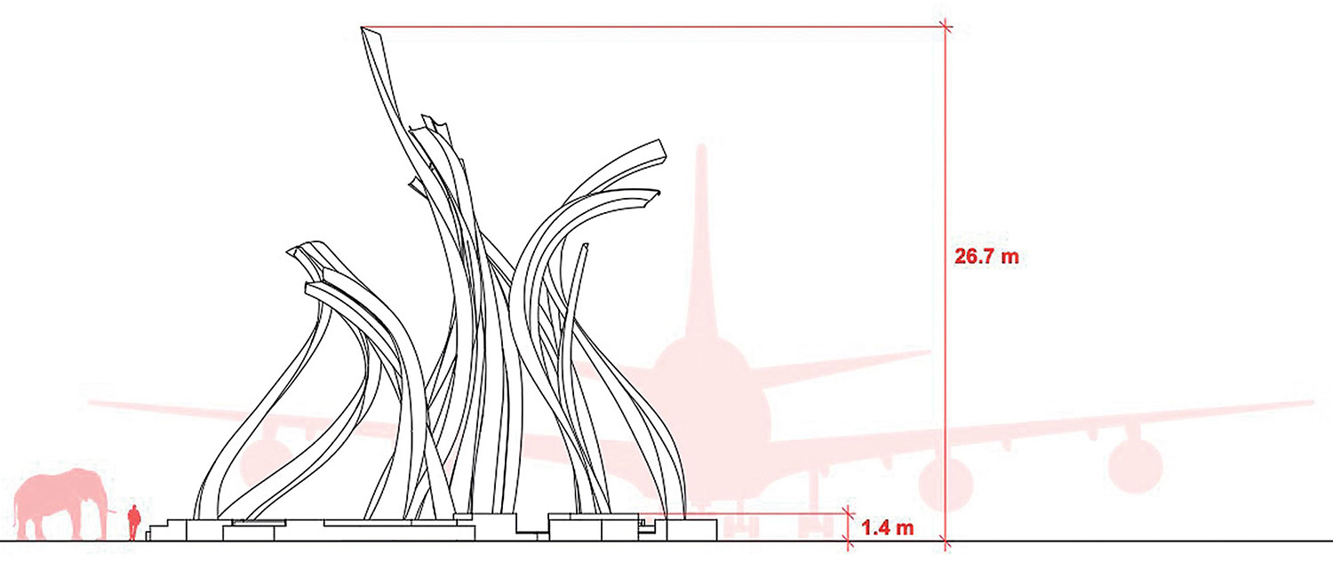 A drawing of a plant with a red line