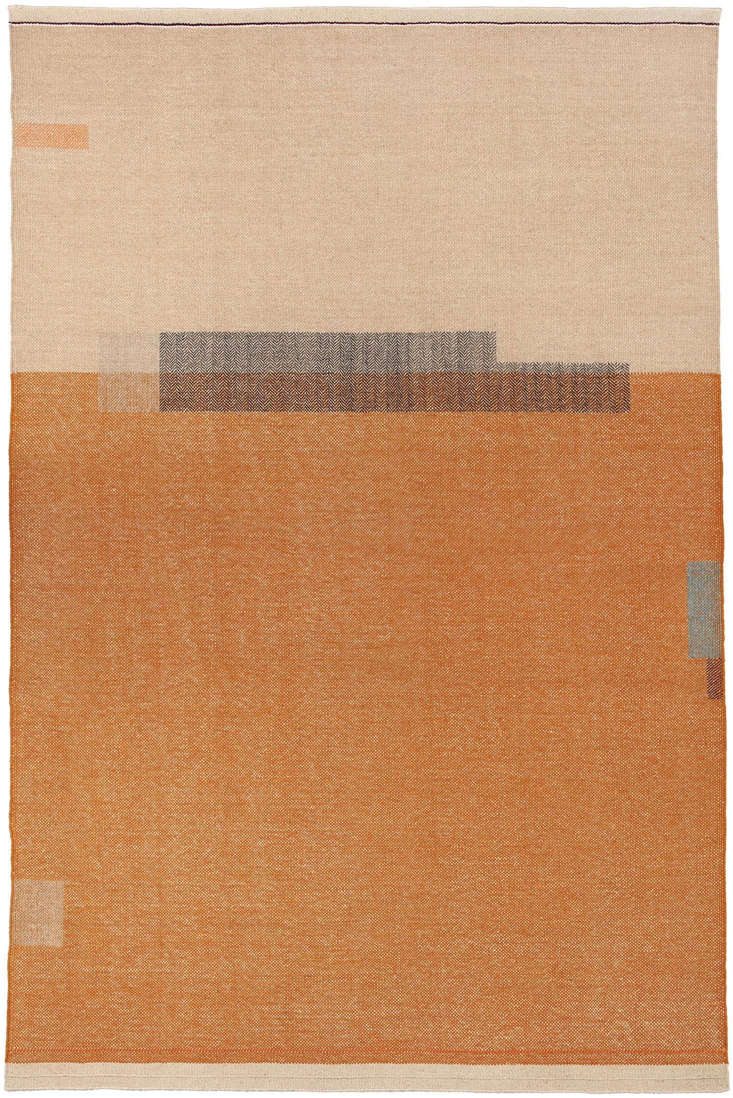 A rug with a brown and beige design