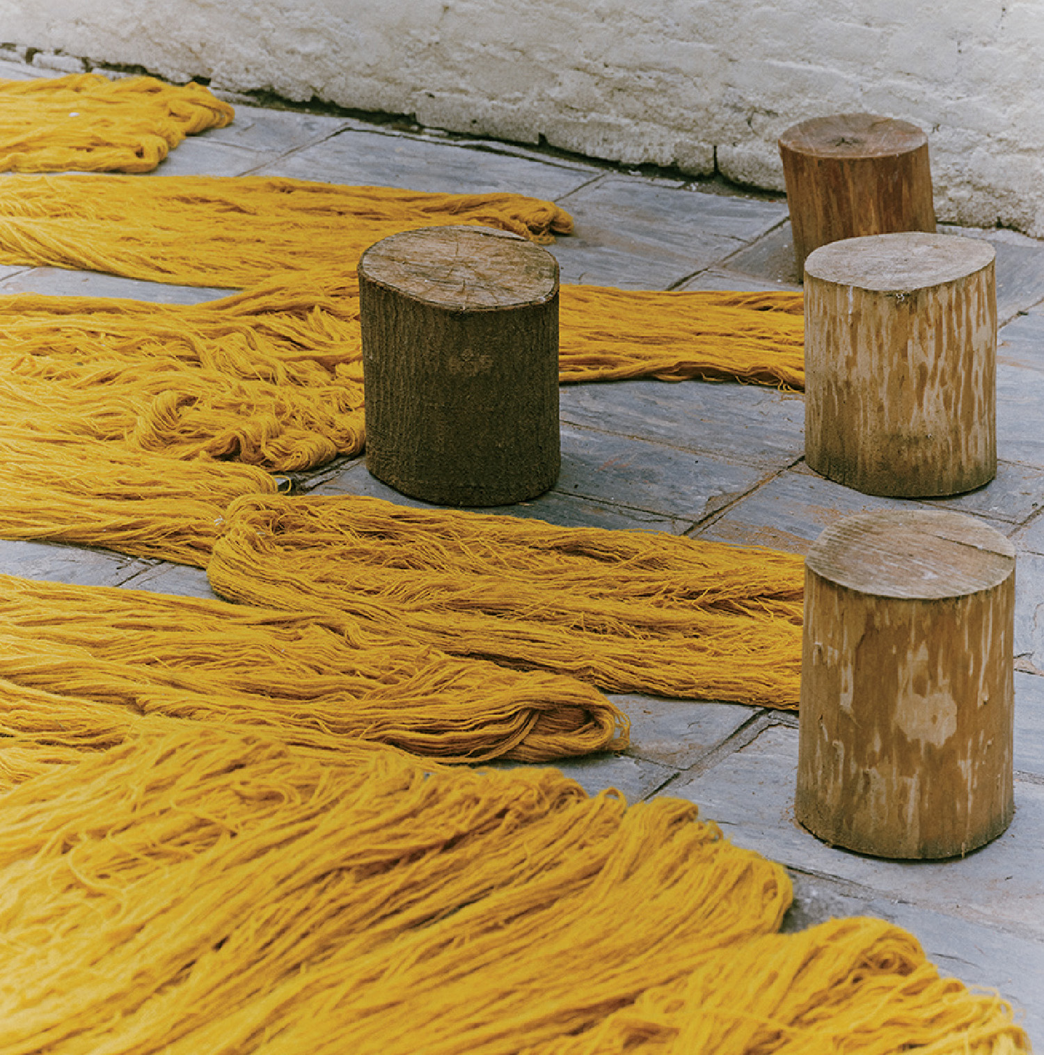 A bunch of yellow yarn