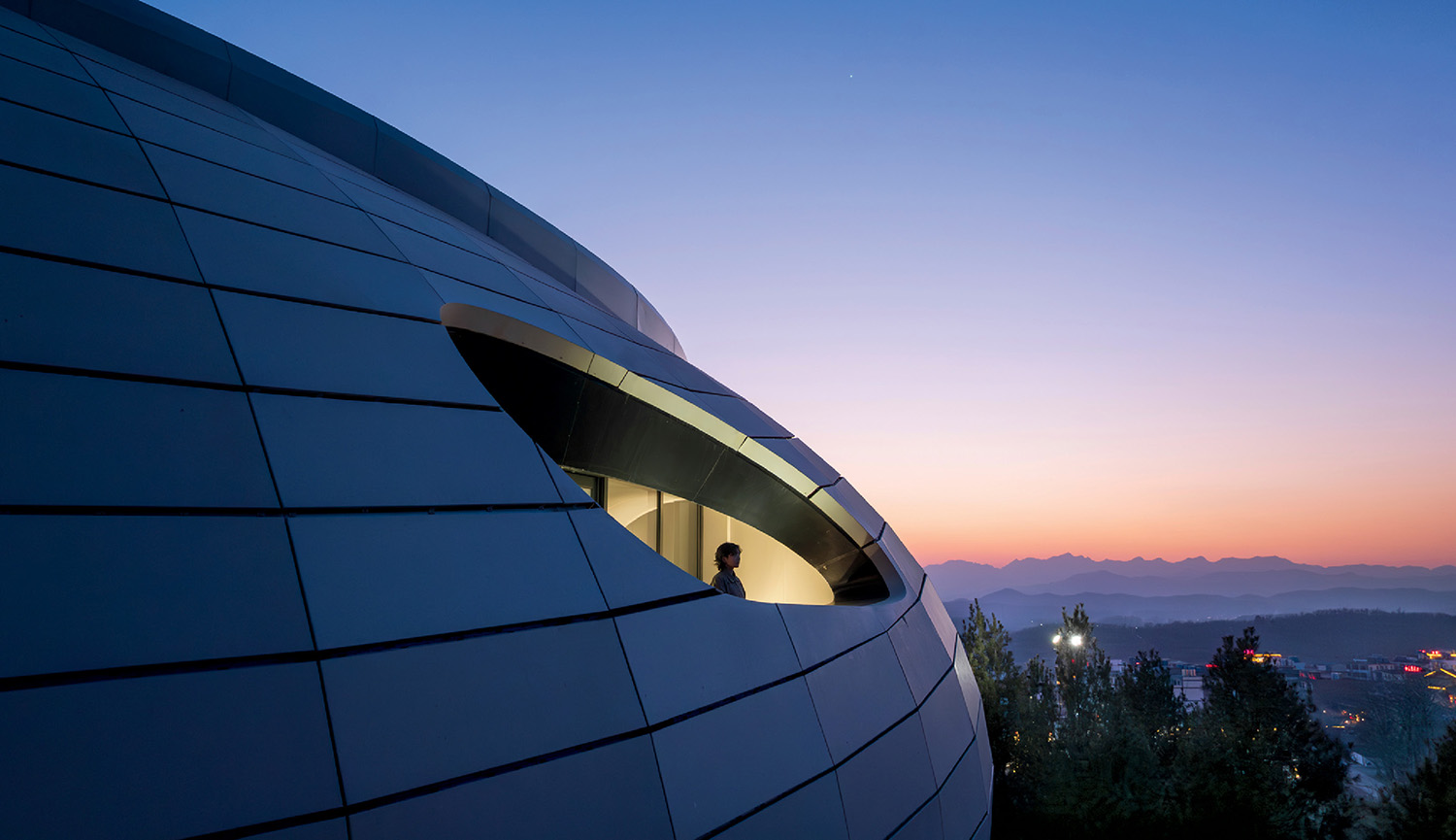 A view of a city from a building