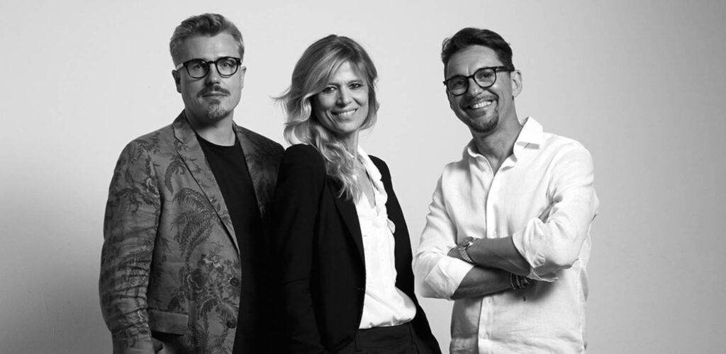 Giò Forma From the left: Florian Boje, Cristiana Picco e Claudio Santucci Courtesy of Giò Forma