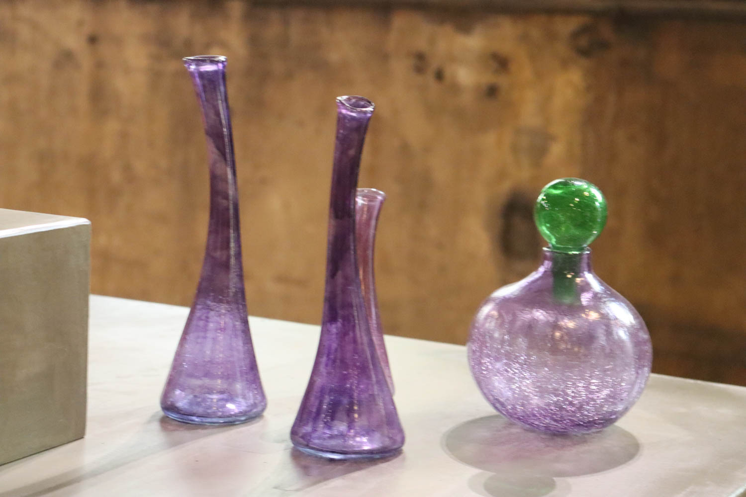 purple slender glass vases