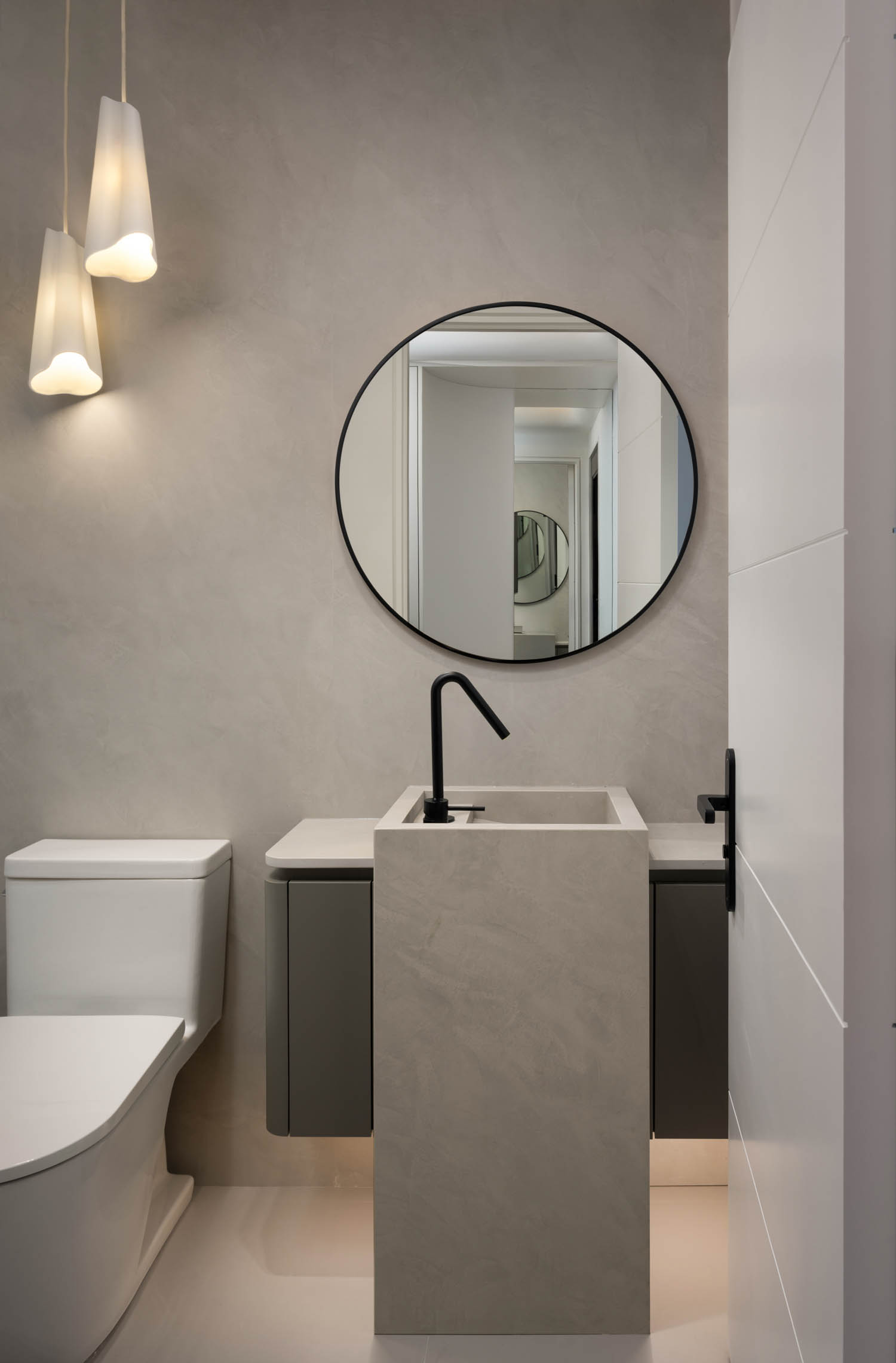 powder room with porcelain slabs