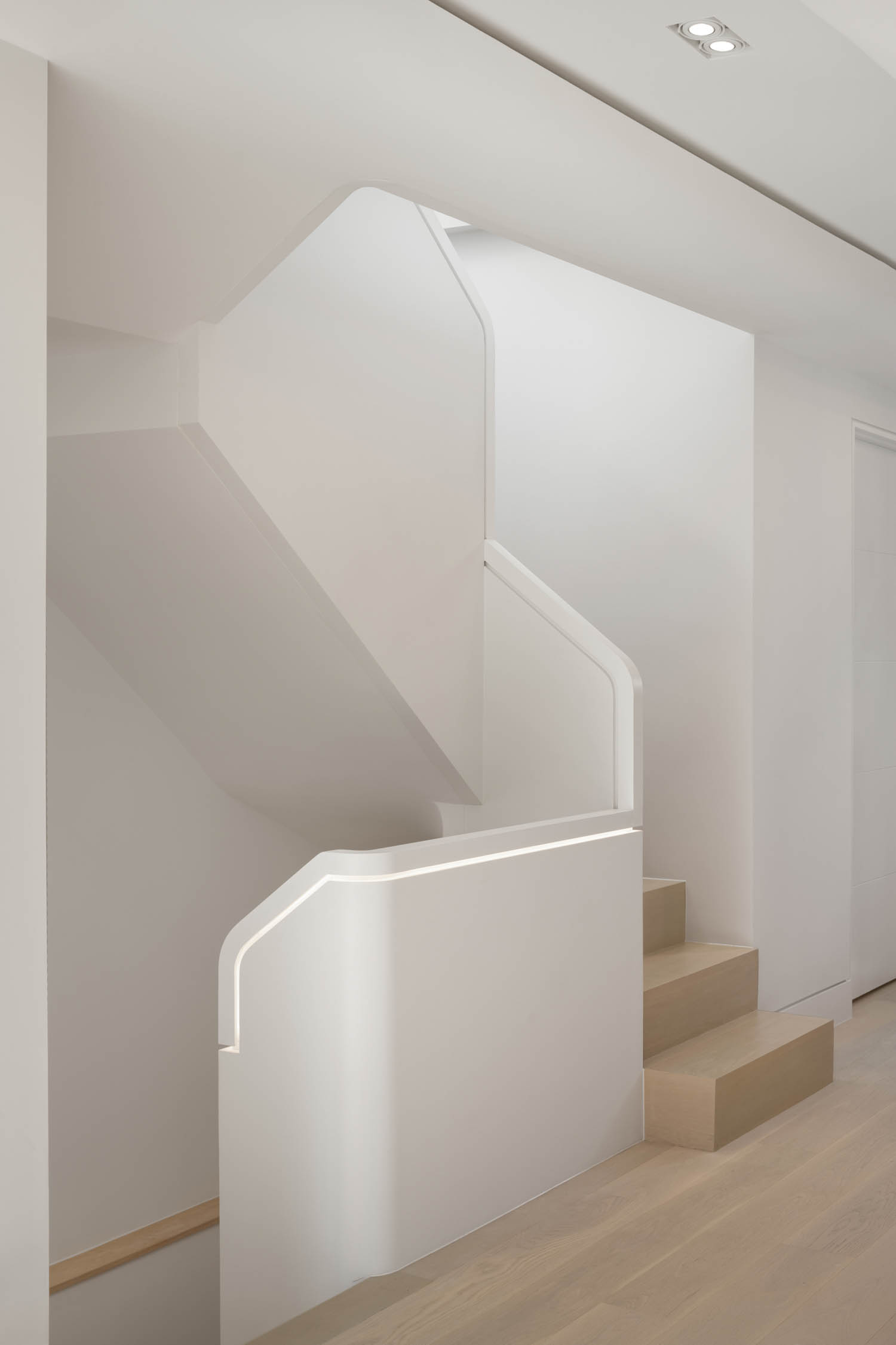 all white staircase