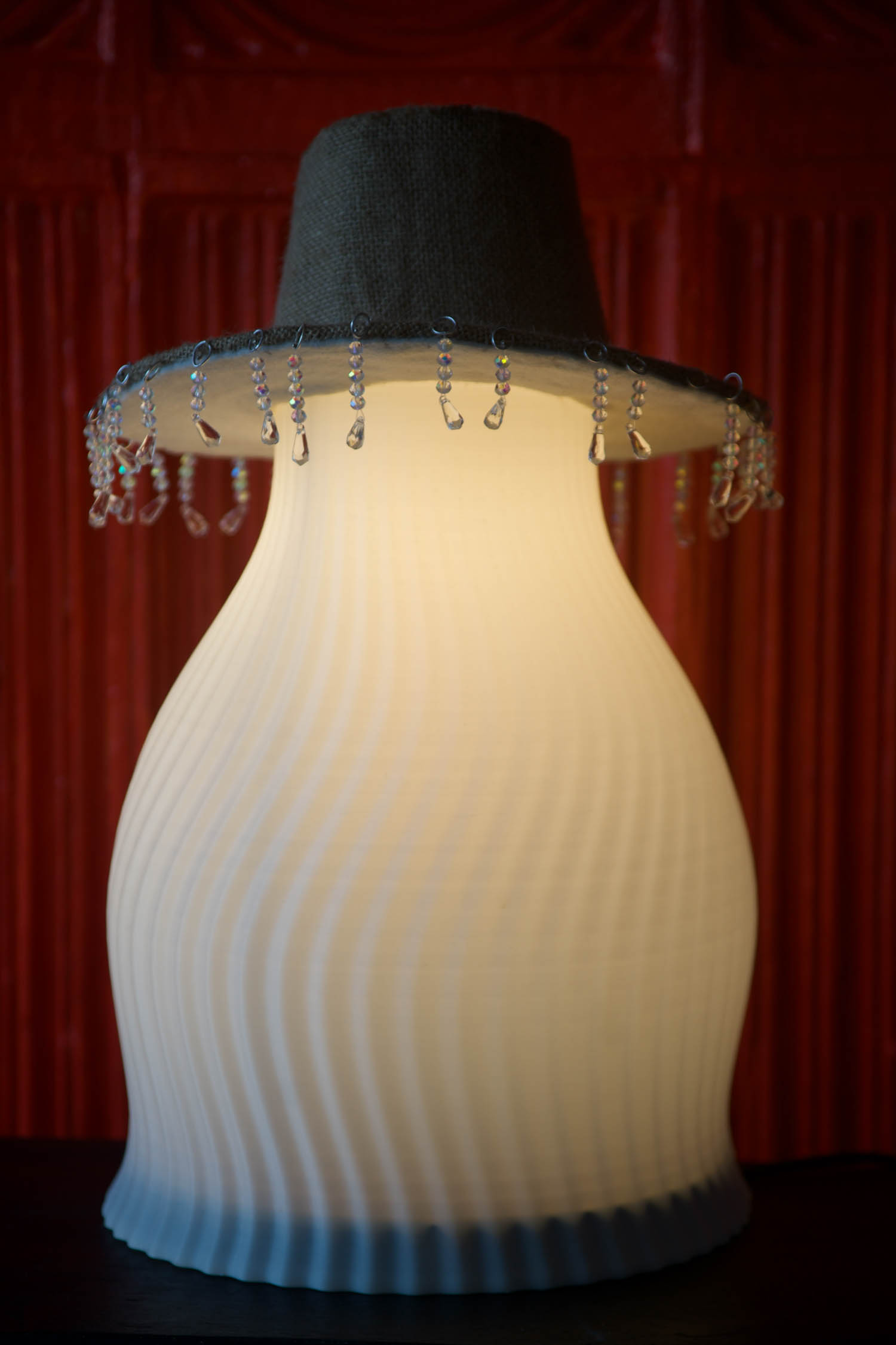 bright lamp that looks like a mushroom