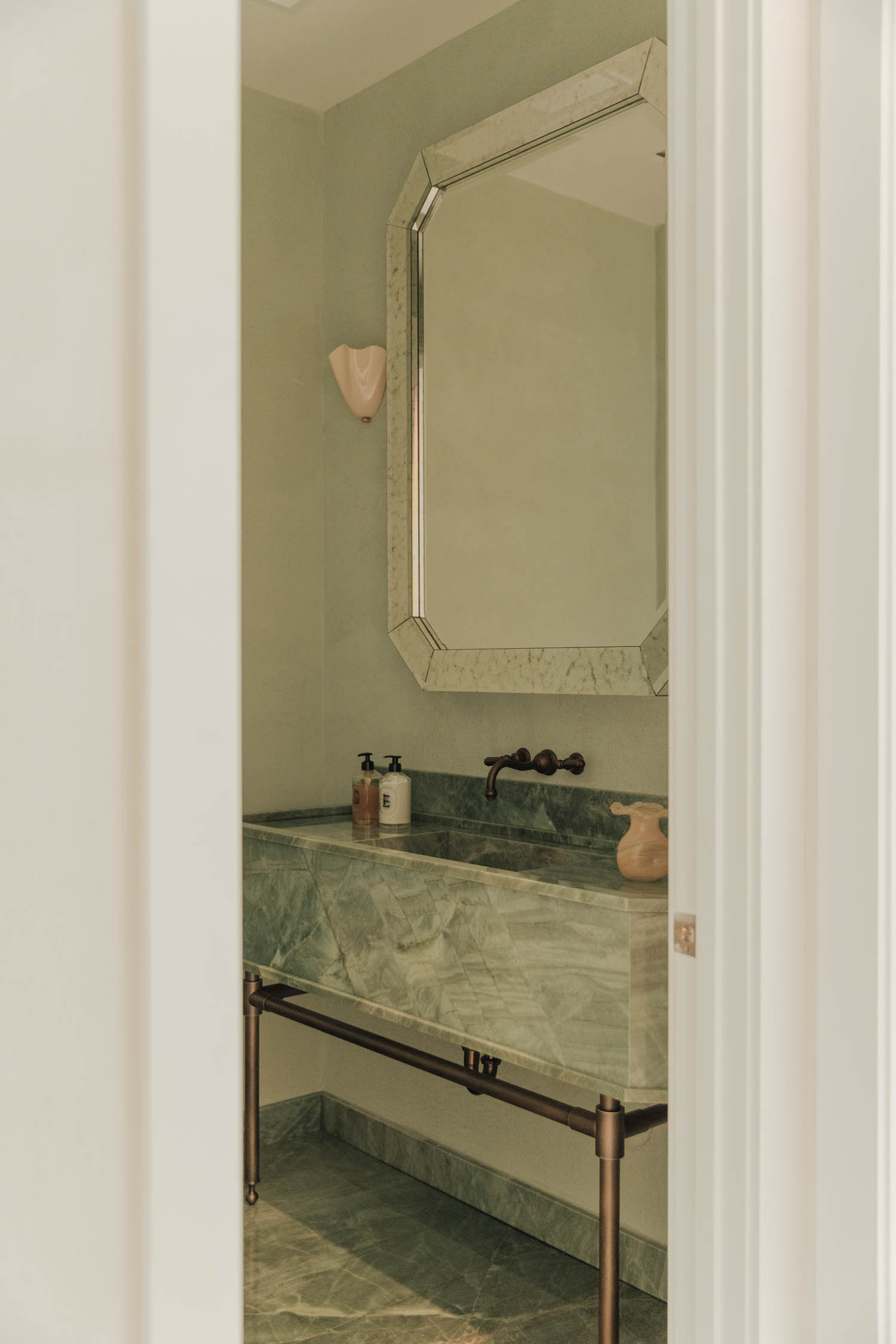 view of bathroom with marbled sink