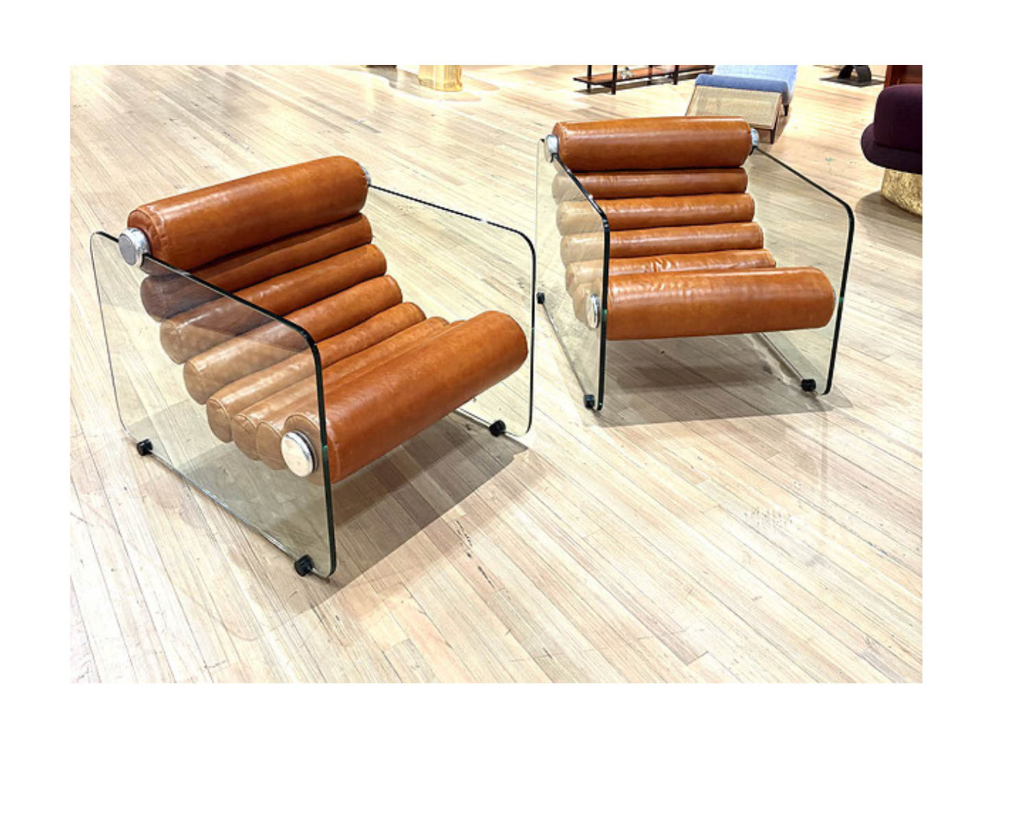 leather and glass chairs