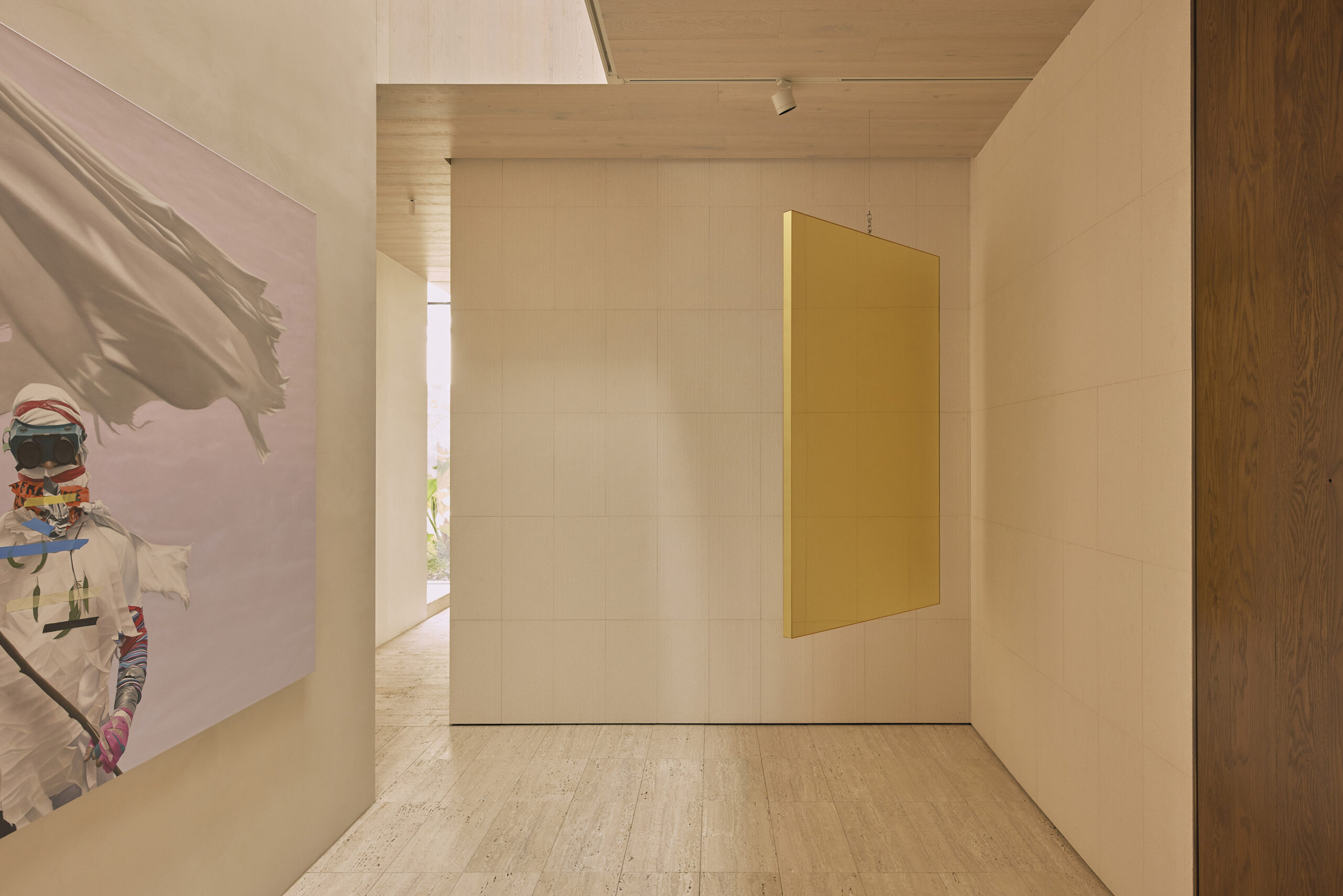 a yellow door in the hallway