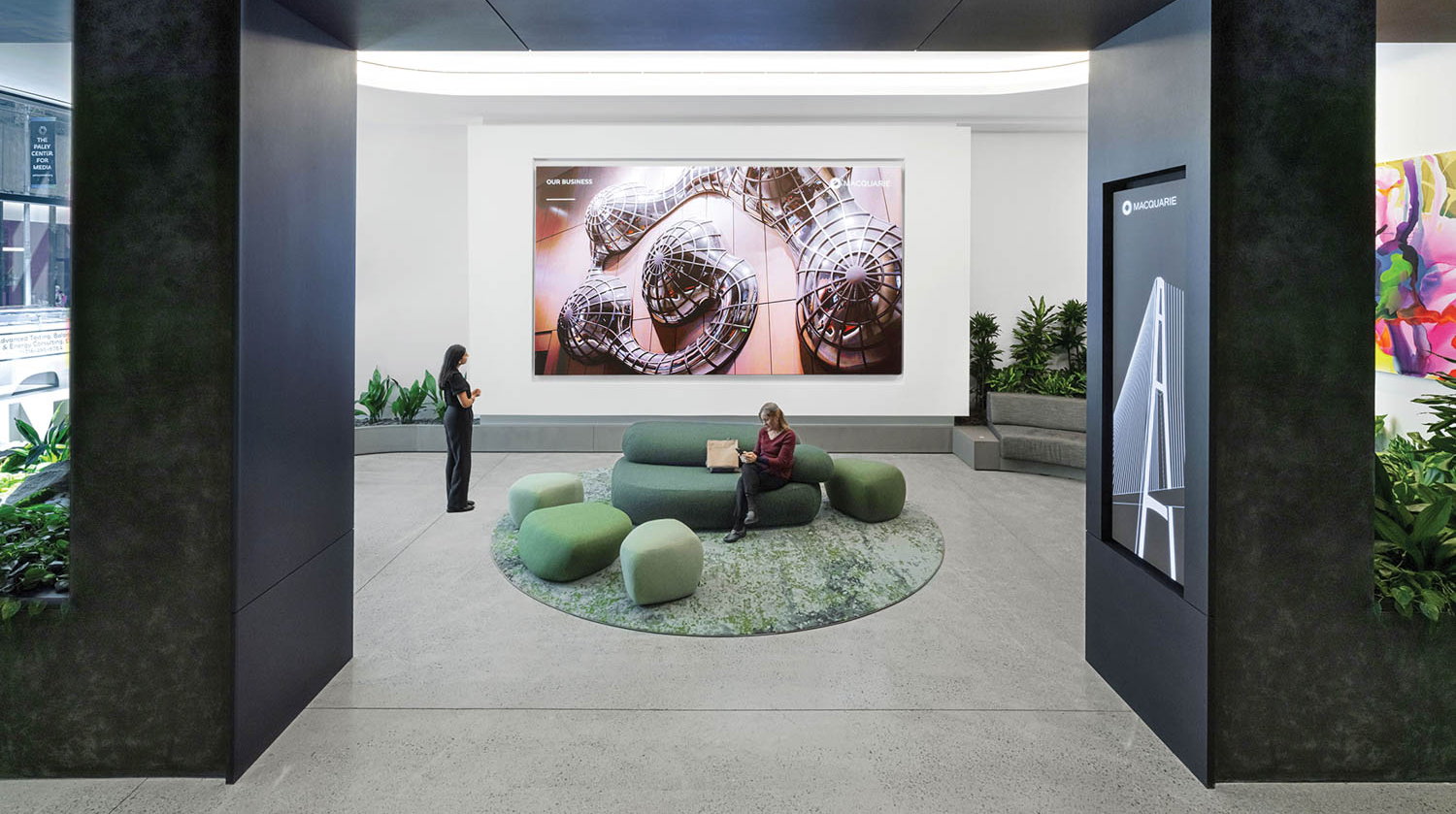 large painting in a lobby area