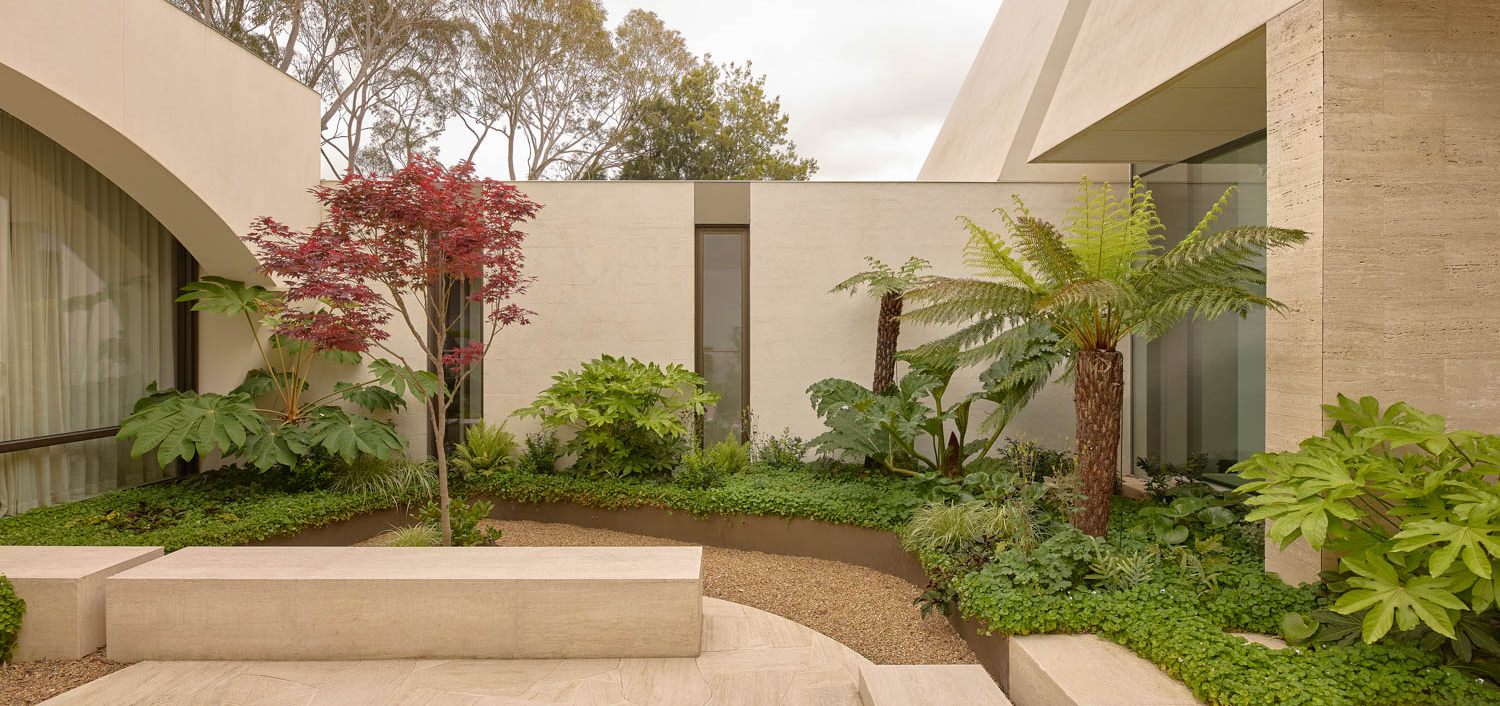 courtyard with lots of shrubbery