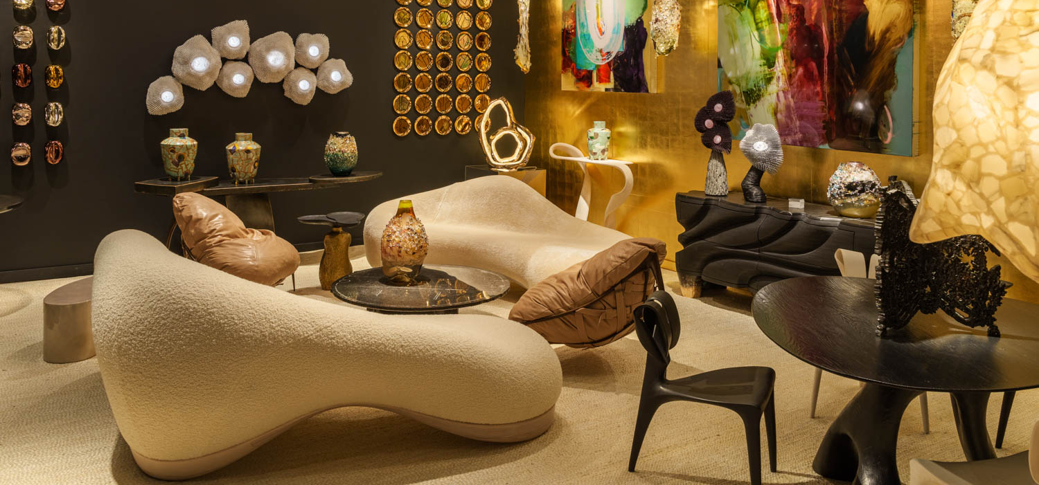 showroom with multiple furnishings and art pieces